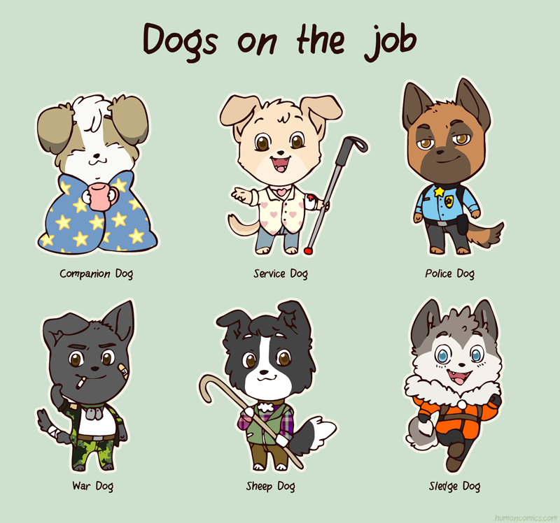Dogs on the job HumonComics.com